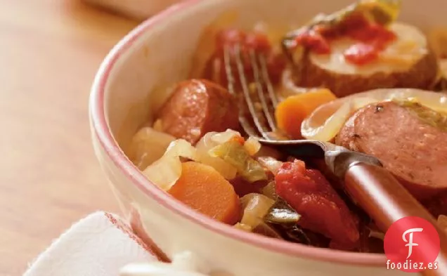 Cazuela de Verduras y Salchichas de Cosecha de Cocción Lenta