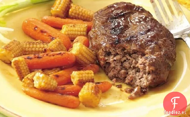 Pan de Carne Teriyaki a la Parrilla y Paquetes de Verduras