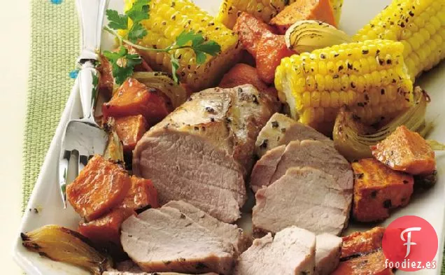Lomos de Cerdo Asados y Verduras