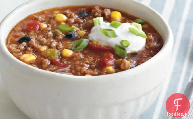 Chile Carnoso de Maíz y Frijoles Negros
