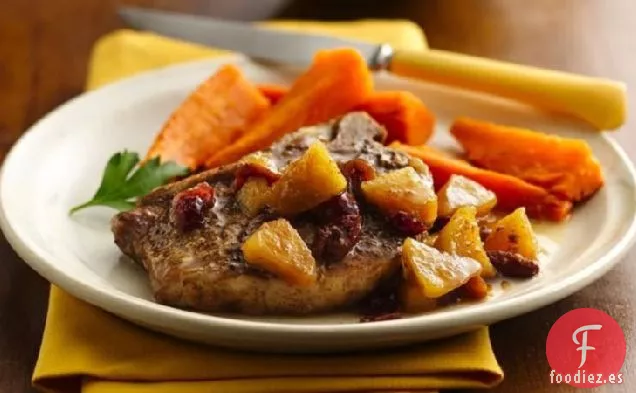 Chuletas de Cerdo de Cocción Lenta con Chutney de Manzana