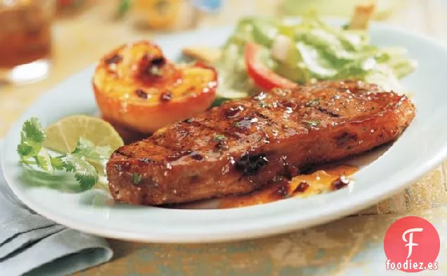 Filetes en Tiras con Glaseado de Chipotle y Melocotón