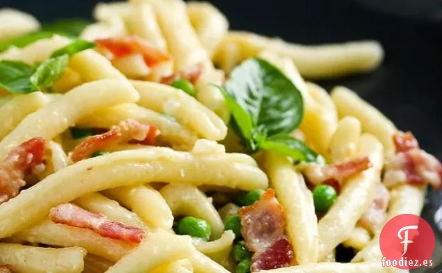 Receta De Pasta, Tocino Y Guisantes