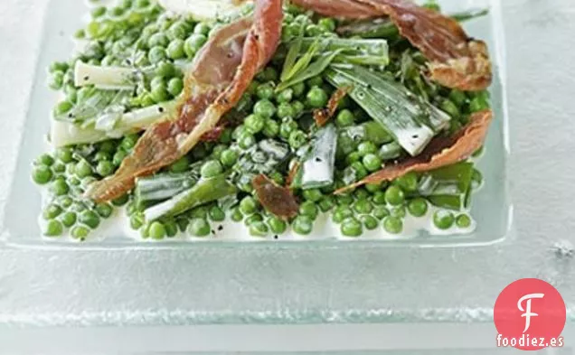 Guisantes Con Puerros, Jamón de Parma y Estragón