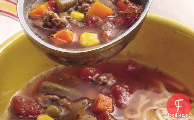 Sopa de Ternera y Verduras con Mozzarella