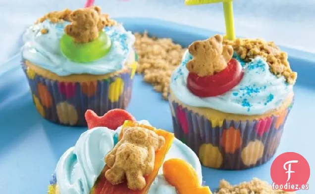 Pastelitos de peluche en la playa