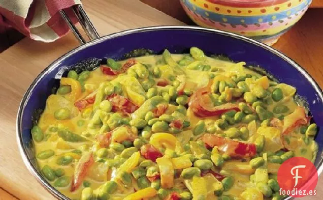 Pimientos al Curry y Edamame