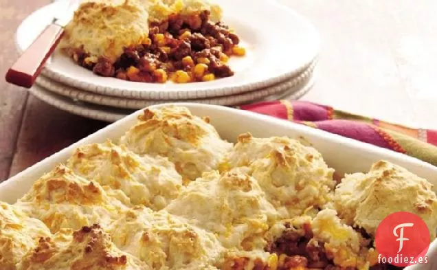 Horneado de Carne de Taco con Cobertura de Galletas de Queso Cheddar