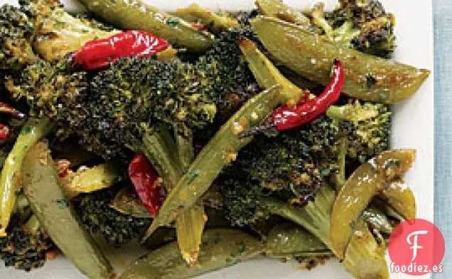 Brócoli Asado Asiático Picante y Guisantes
