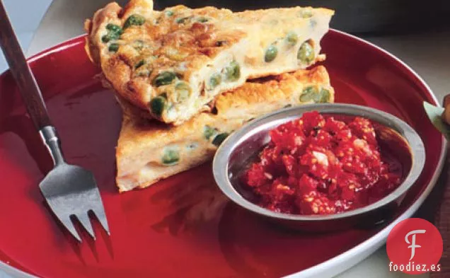 Frittata De Guisantes Al Curry Con Chutney De Tomate Fresco