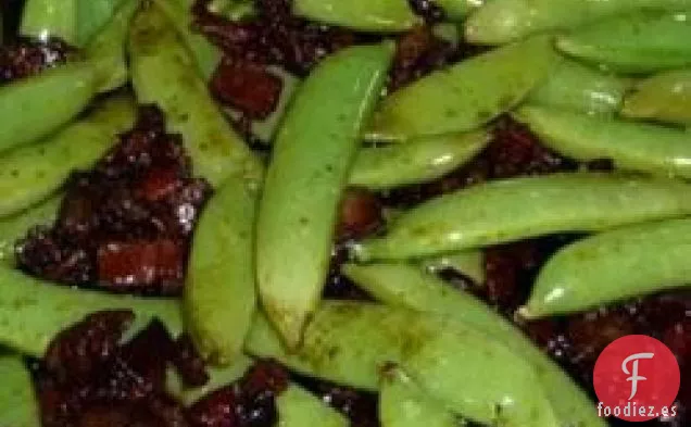 Tocino y Guisantes de Azúcar Glaseados Balsámicos