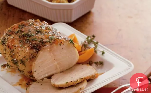 Asado y Relleno de Cerdo Glaseado con Albaricoque de Cocción Lenta