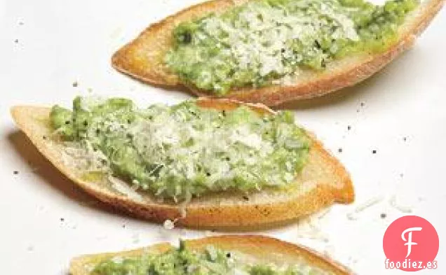 Receta De Crostini De Guisantes Dulces Y Ricotta