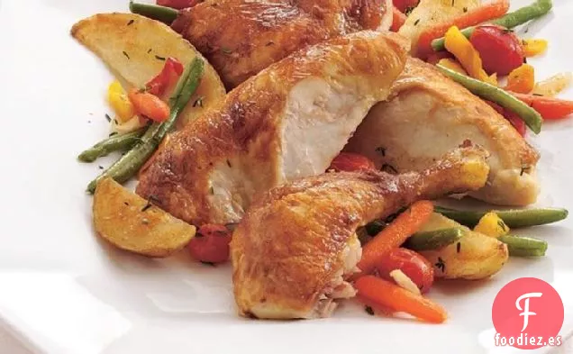 Pollo y Verduras Asadas al Horno
