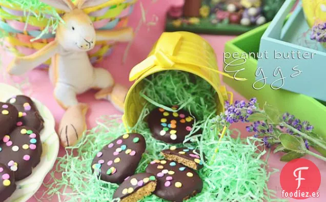Huevos de Mantequilla de Maní Cubiertos de Chocolate Sin Hornear