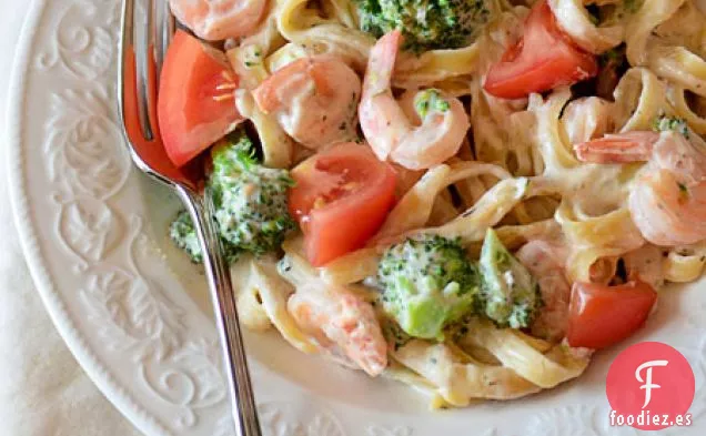 Fettuccine de Camarones y Brócoli