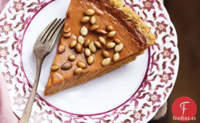 Pastel de Calabaza Fresco con Pepitas Asadas Saladas