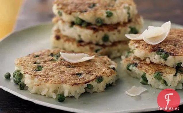 Tortitas de Arroz Arborio, Parmesano y Guisantes Verdes