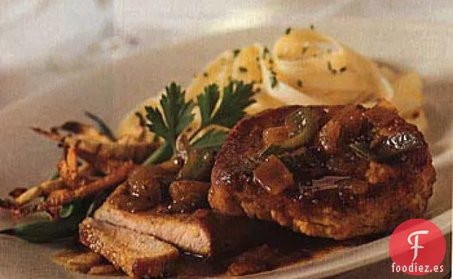 Chuletas de Cerdo Estofadas con Sidra al Curry