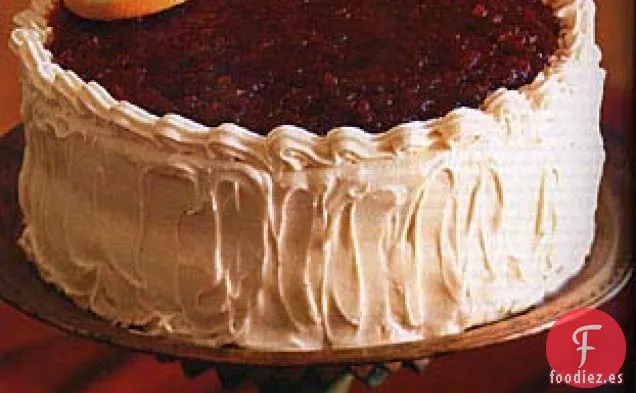 Pastel de Capas de Naranja Glaseado con Arándanos
