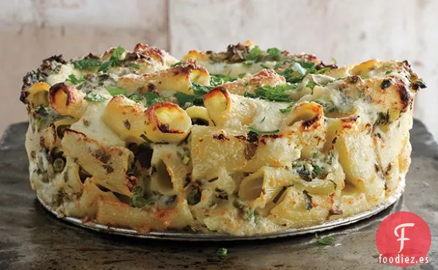 Paccheri y Queso con Guisantes y Menta