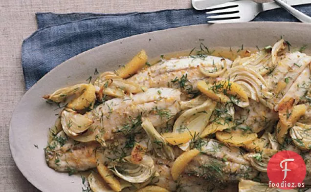 Barramundi Asado de Granja con Hinojo y Naranja