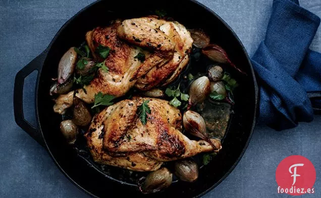 Pollo Crujiente con Chalotes