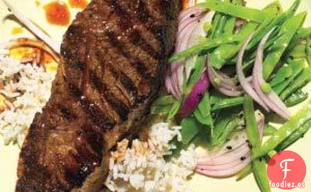 Ensalada De Guisantes De Nieve Y Cebolla Roja Con Vinagreta De Sésamo Receta