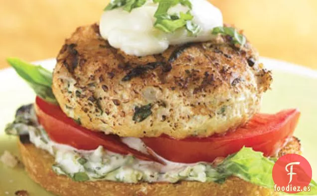 Hamburguesas de Pollo con Mayonesa de Albahaca