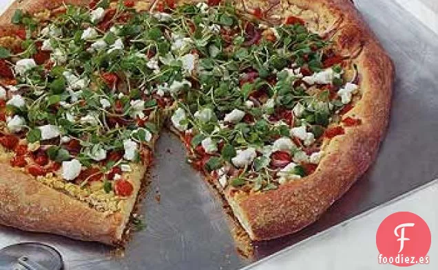 Pizza de Frijoles Blancos, Tomate y Queso de Cabra