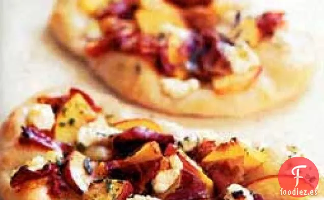 Pizzas de Durazno, Jamón y Queso de Cabra