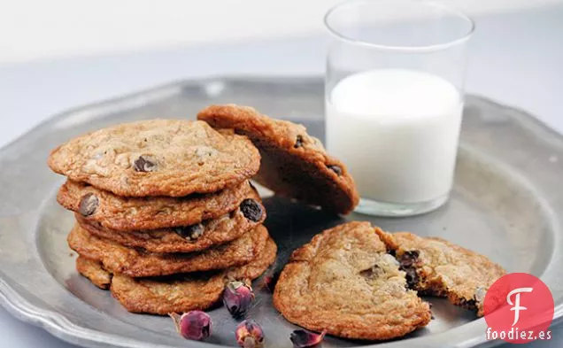 Galletas de Pétalos de Rosa Confitados y Chocolate