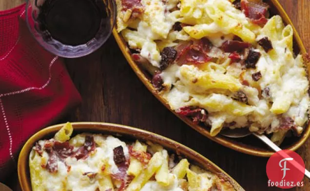 Penne con Garrotxa, Jamón Serrano y Tomates Secados al Sol