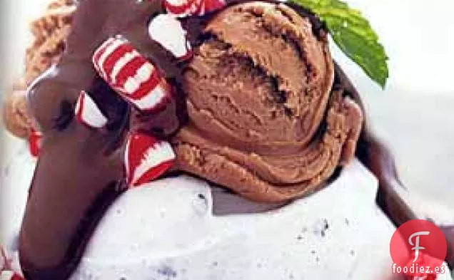 Merengues con Chispas de Chocolate con Helado, Caramelos de Menta y Salsa de Chocolate y Menta