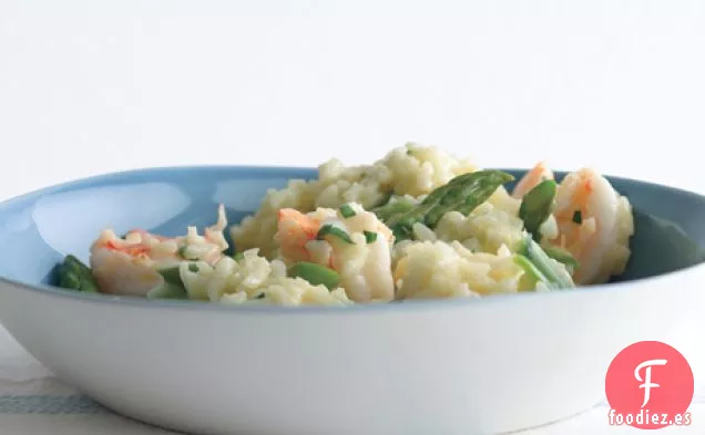Risotto a Limón con Espárragos y Camarones