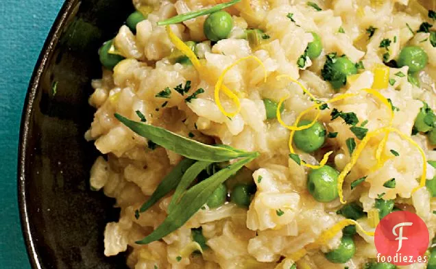 Risotto de Limón con Guisantes, Estragón y Puerros