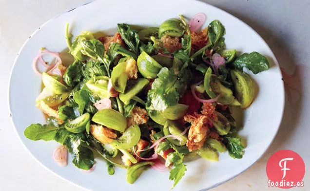 Panzanella Verde con Chalota en Escabeche