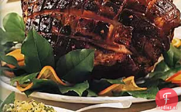 Jamón Glaseado con Mermelada y Salsa de Té de Naranja Dulce