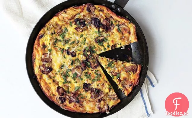 Champiñones, Puerros y Fontina Frittata