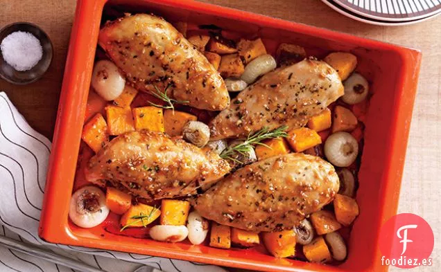 Pollo con Hierbas y Calabaza