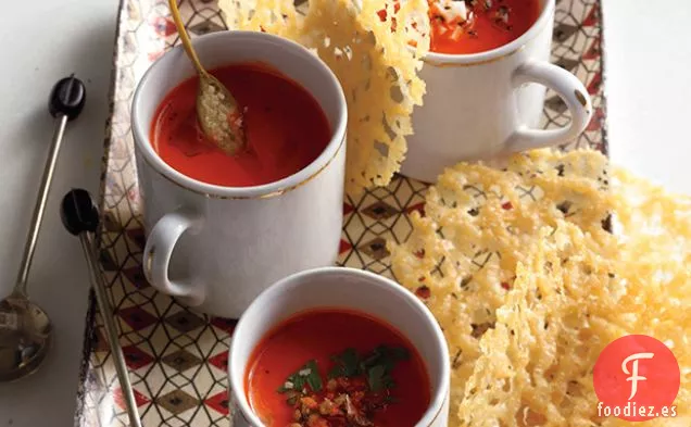 Chupitos de Sopa de Pimiento Rojo Asado