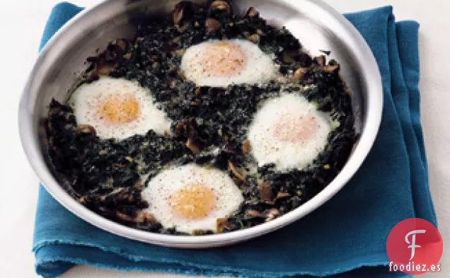 Huevos al horno con Espinacas y Champiñones
