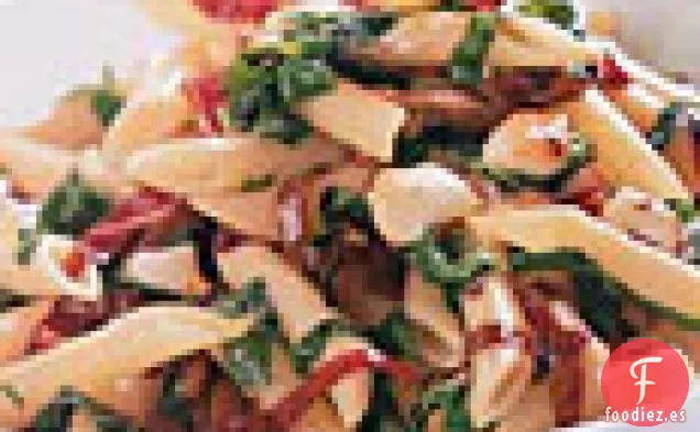 Penne con Rúcula Marchita, Achicoria y Mozzarella Ahumada