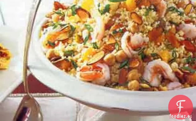 Ensalada de Cuscús y Camarones con Mandarinas y Almendras