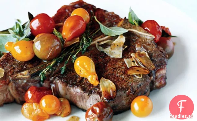 Filete de Cerdo con Tomates Cherry Cocidos en Sartén