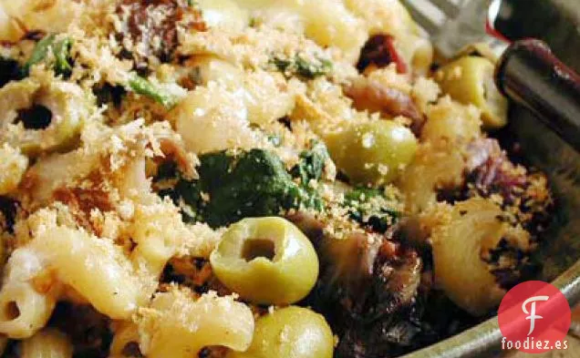 Pasta y Verduras con Aceitunas y queso Feta