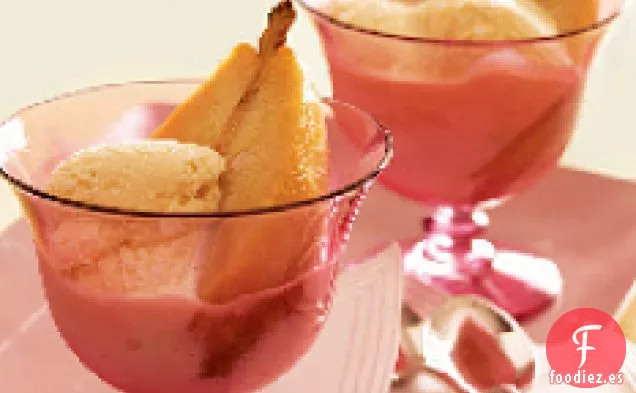Peras al horno con helado