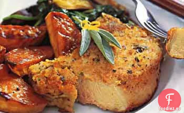 Chuletas de Cerdo al Horno con Corteza de Parmesano y Salvia