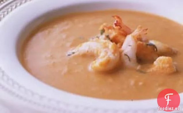 Sopa de Calabaza y Camarones