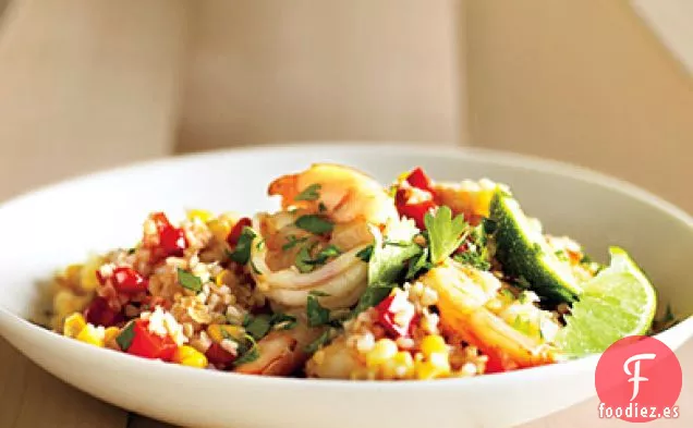 Risotto de Bulgur con Maíz y Camarones